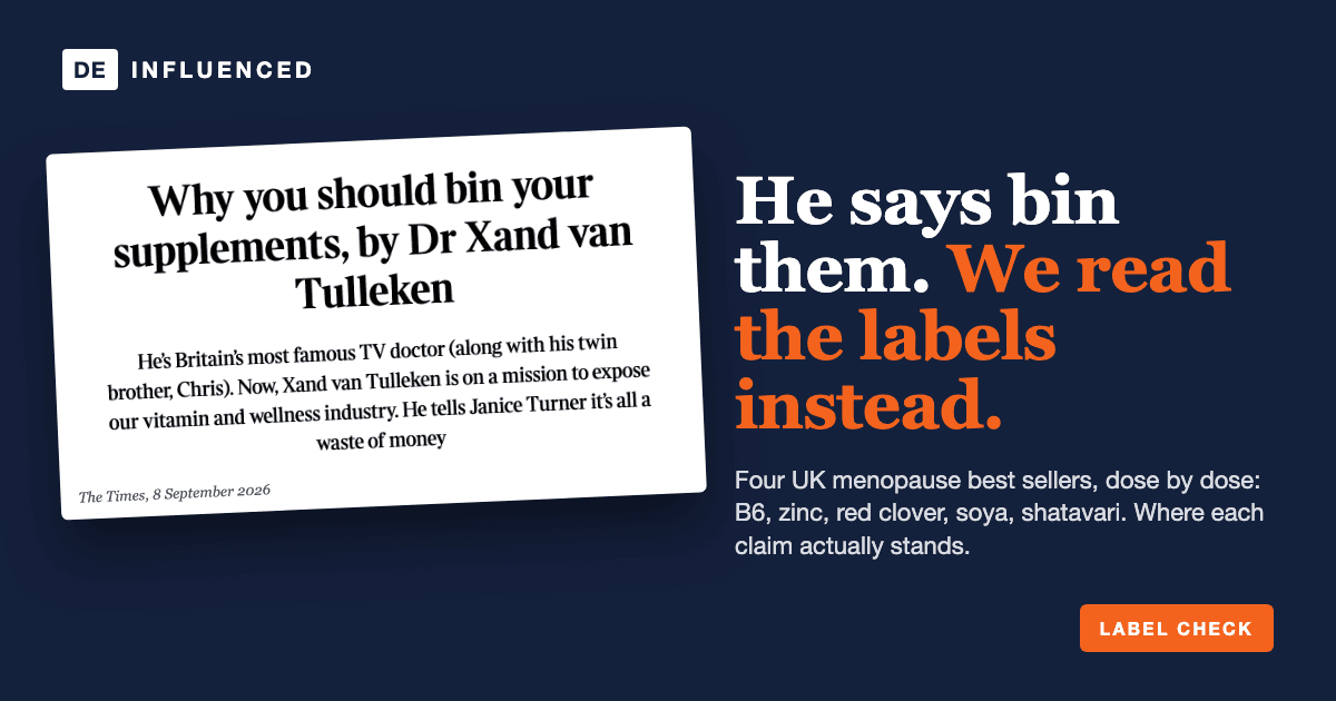 Xand van Tulleken says bin your menopause supplements. Here is what the labels say
