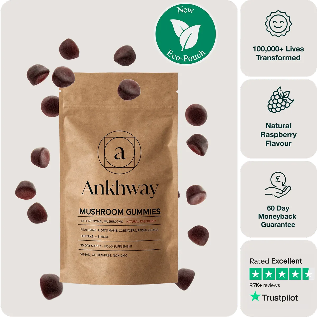 Ankhway Mushroom Gummies gummy supplement product photo