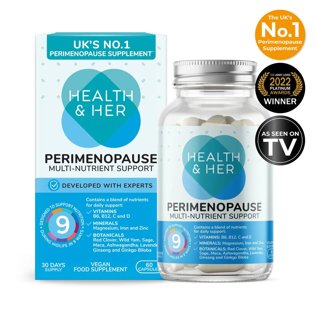 Health & Her Perimenopause Multinutrient Support Supplement capsule supplement product photo