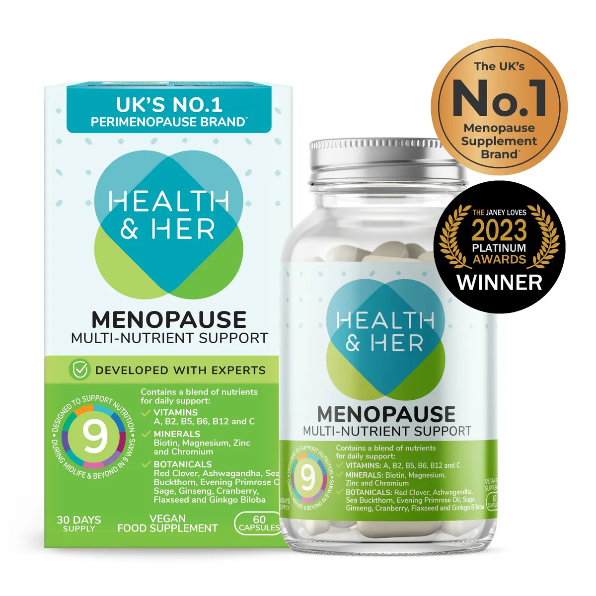 Health & Her Menopause Multi-Nutrient Support Supplement capsule supplement product photo