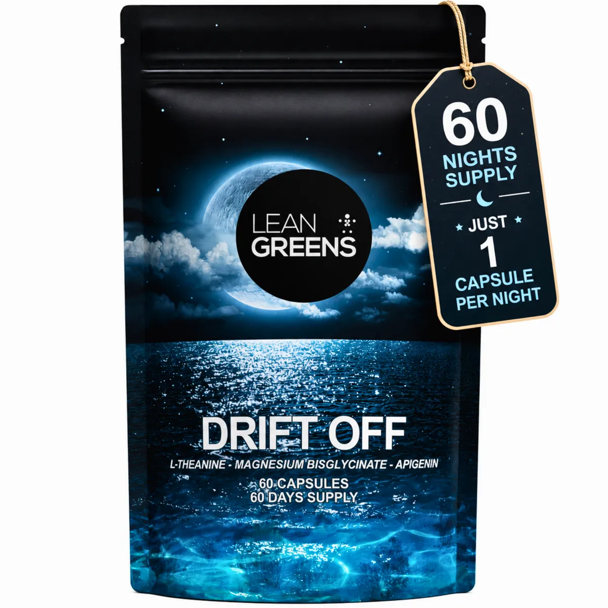 Lean Greens Drift Off capsule supplement product photo