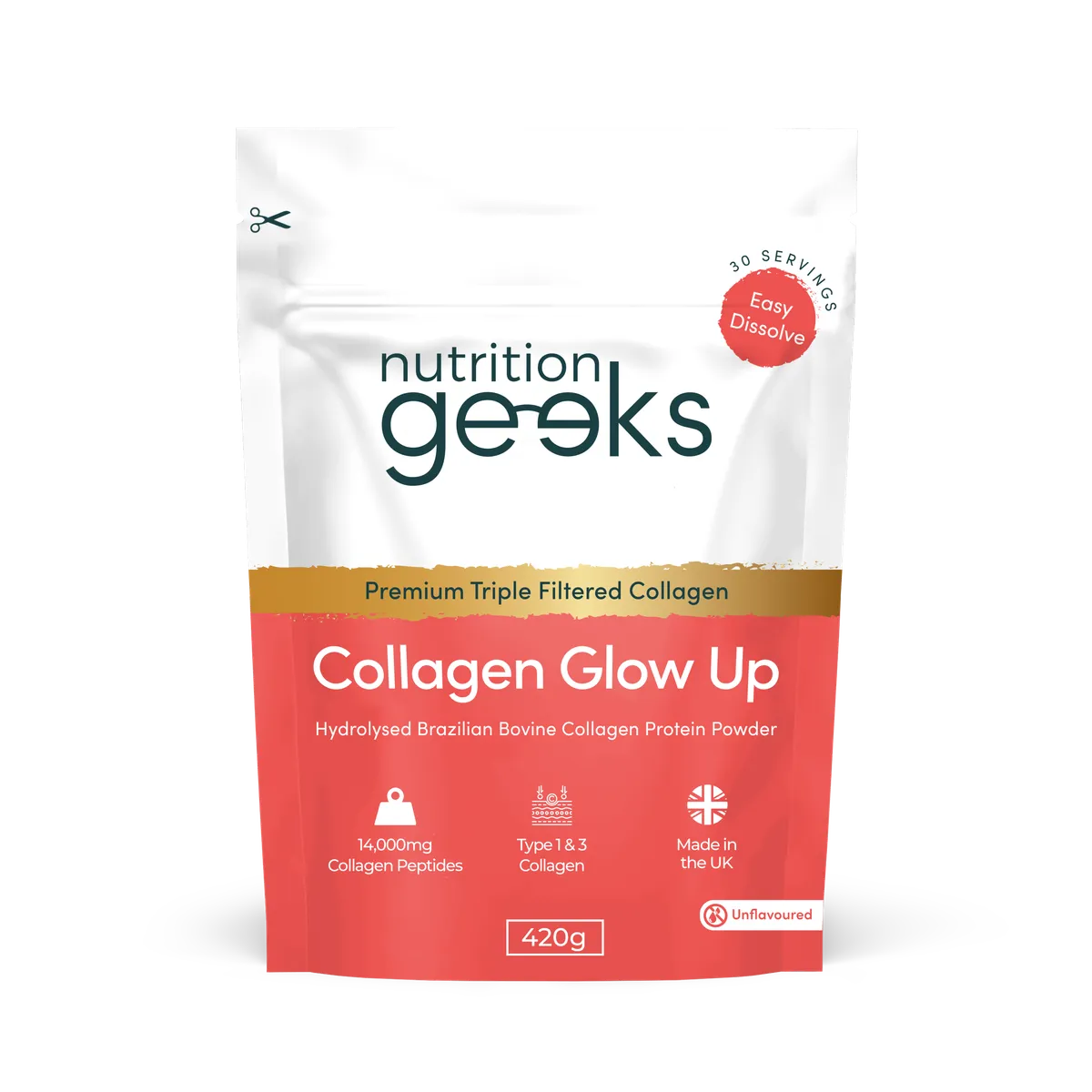 Nutrition Geeks Collagen Glow Up Powder powder supplement product photo